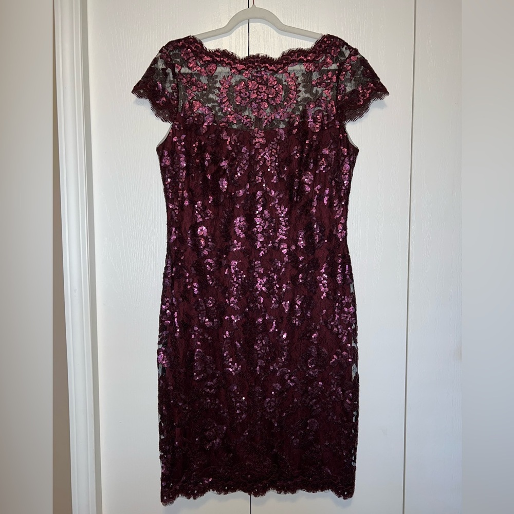 TADASHI SHOJI Sequins And Lace Mid Length Dress
